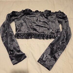 grey velvet crop top